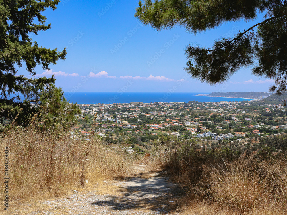 Beautiful view of villages on the Aegean coast in Greece. Beautiful view of villages on the Aegean coast in Greece.