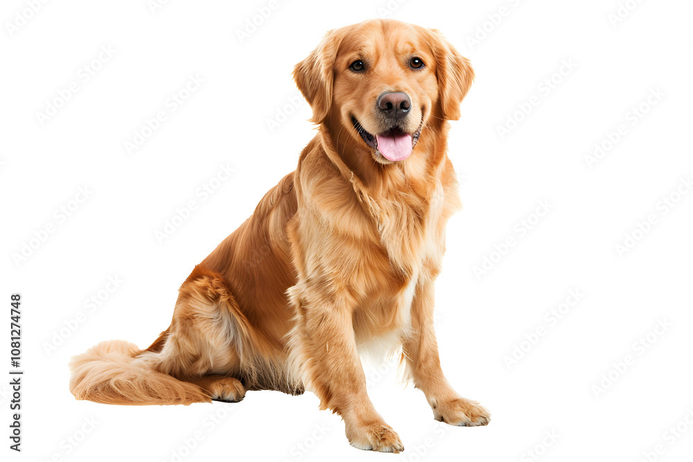 Portrait of a golden retriever dog sitting on a white background Portrait of a golden retriever dog sitting on a white background