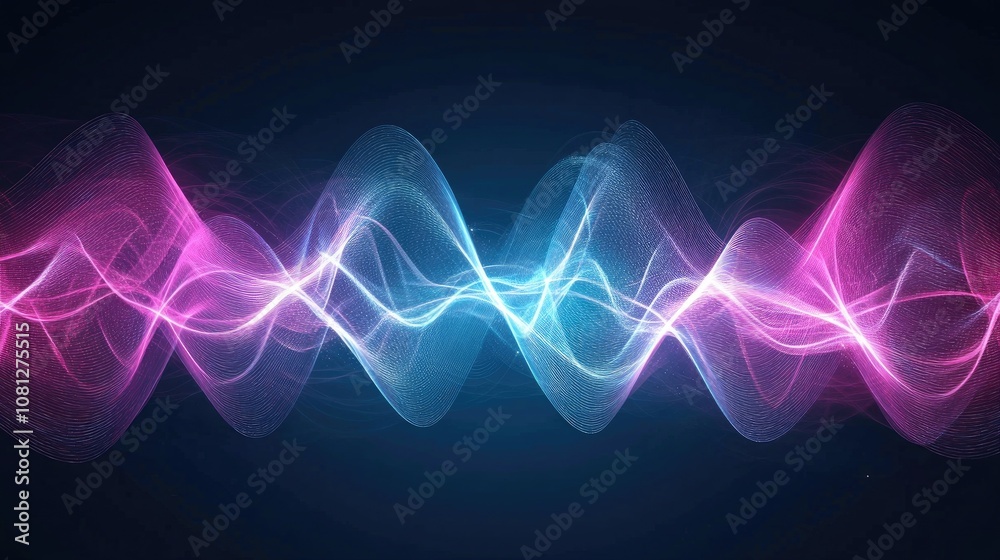 Fototapeta premium Vibrant Waveform Visualization with Colorful Fluid Lines Representing Energy Flow and Sound Waves in a Dynamic Abstract Style