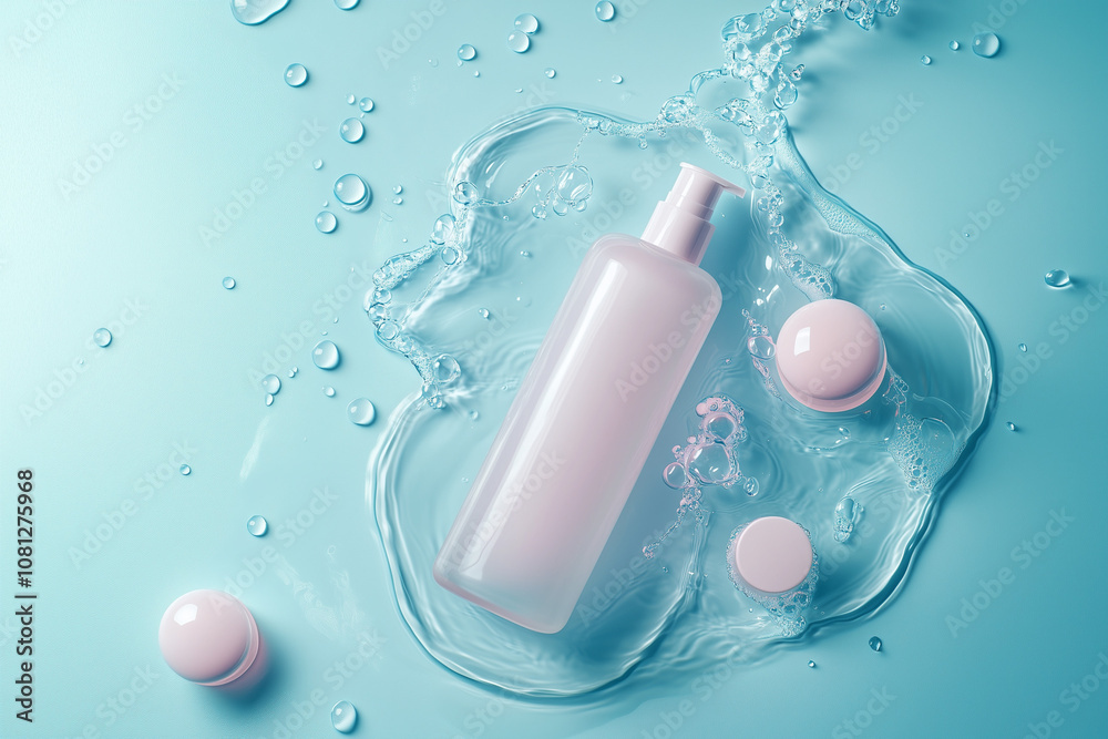Cleaning products, Cosmetic Product Presentation in Pale Background Setting Displaying Cleaning Bottles and Shampoo Containers for Showcases and Photography Cleaning products, Cosmetic Product Presentation in Pale Background Setting Displaying Cleaning Bottles and Shampoo Containers for Showcases and Photography