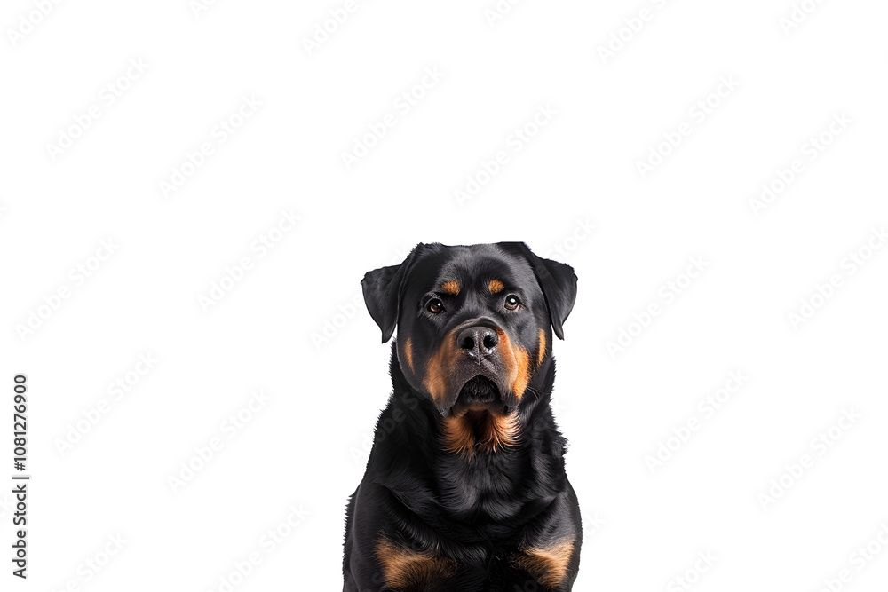 Portrait of a rottweiler dog sitting on a white background Portrait of a rottweiler dog sitting on a white background