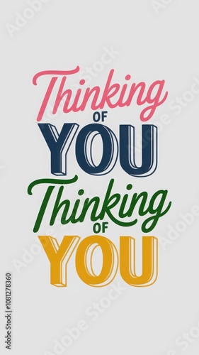 Minimalist poster design with vibrant thinking of you message for greeting card inspiration