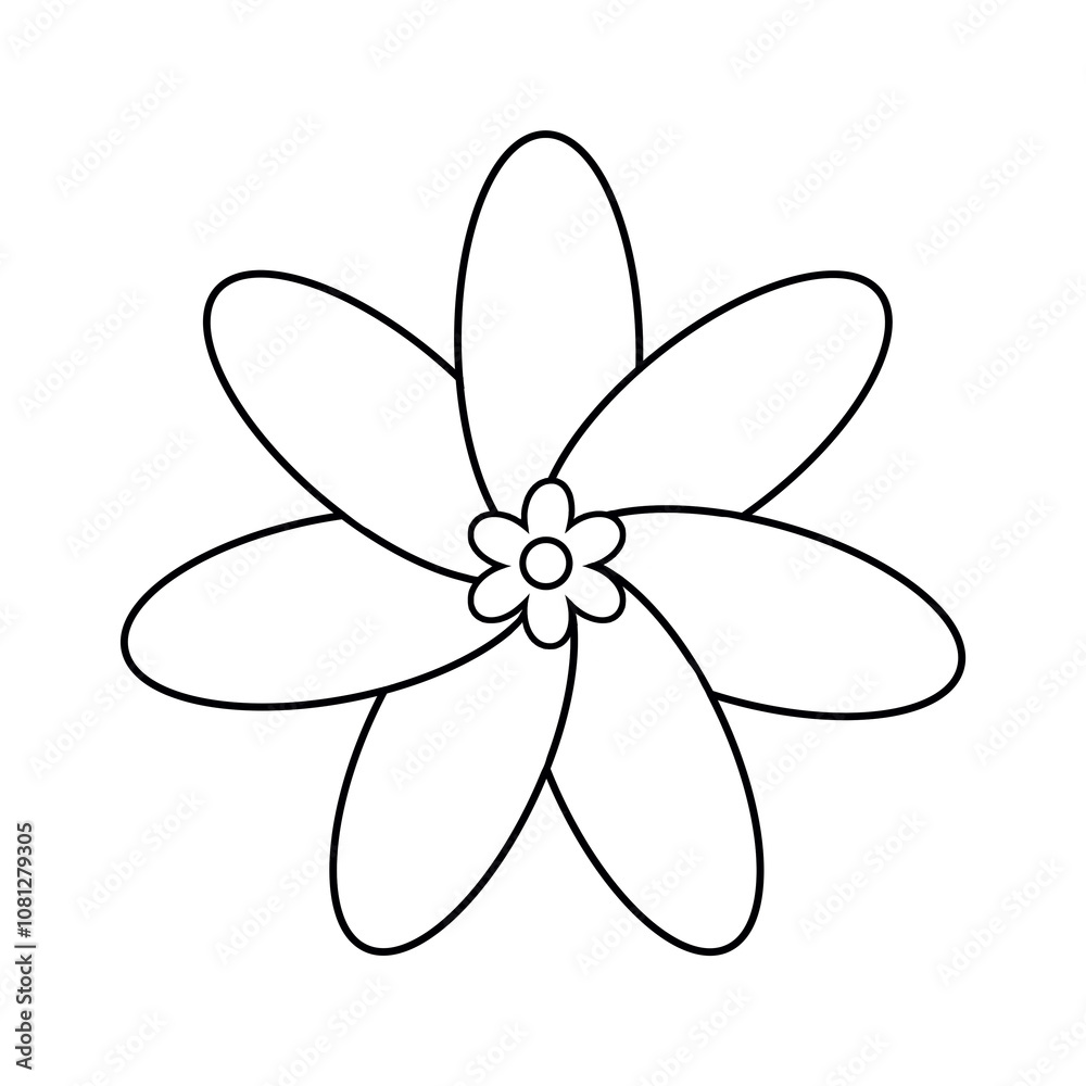 Line art flower design with 7 petal isolated on white background.
Line art flower design with 7 petal isolated on white background.