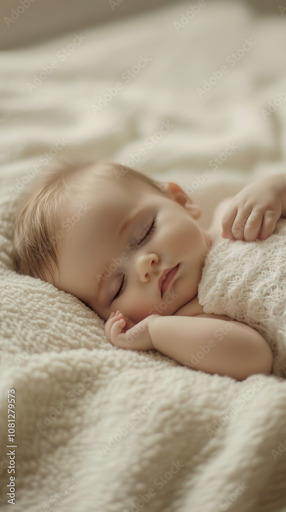 Peaceful baby sleeping on soft blanket for nursery decor and parenting themes