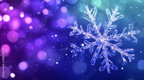 Elegant Winter Gradient Background in Lavender and Blue with Shimmering Snowflakes