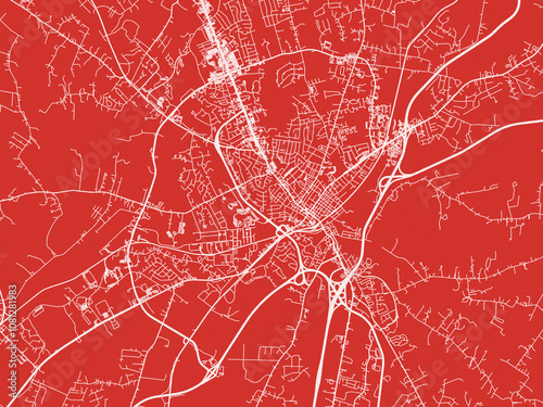 Christmas Map of Elizabethtown Kentucky, USA in Snowy White on Festive Red Background. photo