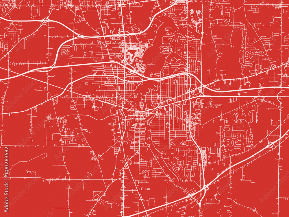 Christmas Map of Elyria Ohio, USA in Snowy White on Festive Red Background. Christmas Map of Elyria Ohio, USA in Snowy White on Festive Red Background.