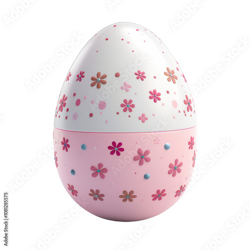 Matte-finish decorative Easter egg with a floral white design for celebrations photo