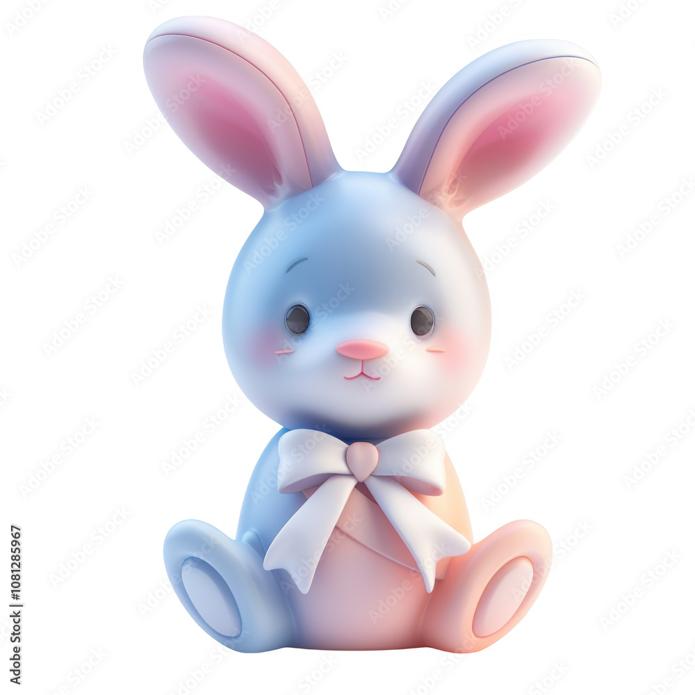Frosted Easter ribbon icon featuring a cute standing bunny with soft colors Frosted Easter ribbon icon featuring a cute standing bunny with soft colors