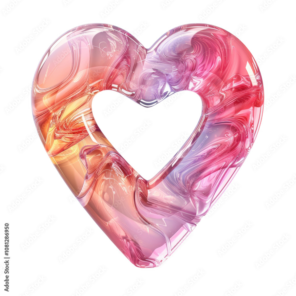 Vibrant heart shaped zero icon standing tall against a light background