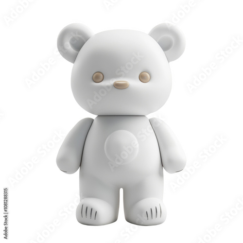 Frosted teddy bear icon standing proudly in a minimalist setting for playful decor