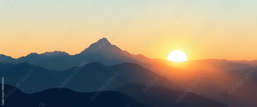 Majestic Sunrise Over Mountain Range - Vector Art for Nature Wallpapers Majestic Sunrise Over Mountain Range - Vector Art for Nature Wallpapers