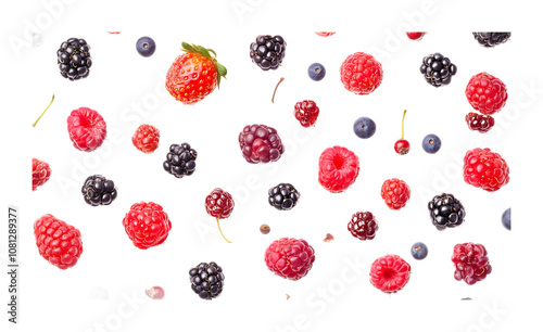 Wild berries mix on a transparent background. isolated background. photo