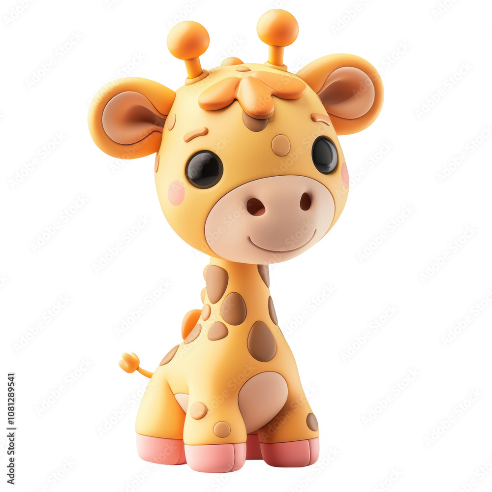 Fototapeta premium Cute standing giraffe icon perfect for Valentine's Day celebrations and decorations