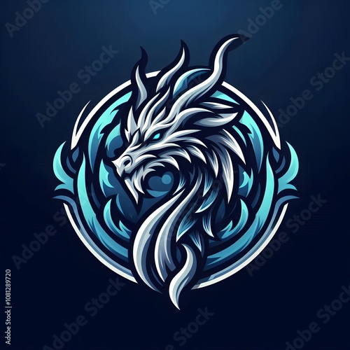 An illustration of a dragon, ready to be printed as a sticker. photo