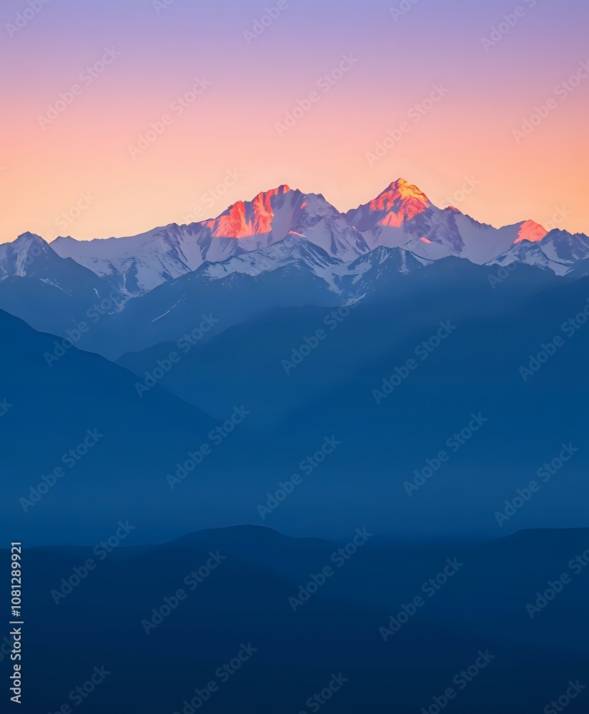 Obraz premium Majestic Mountain Range at Sunrise - Minimalist Landscape