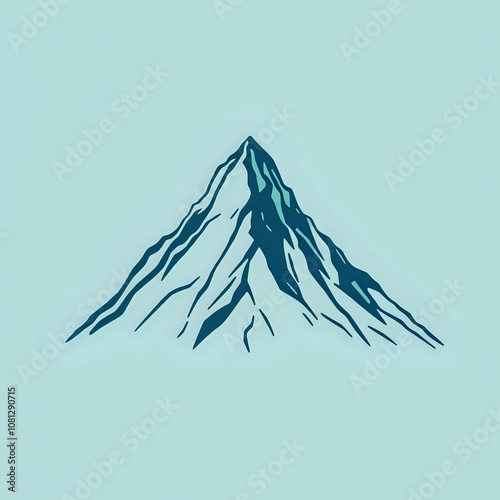 Majestic Mountain Range in Blue Tones - Perfect for Outdoor Logos