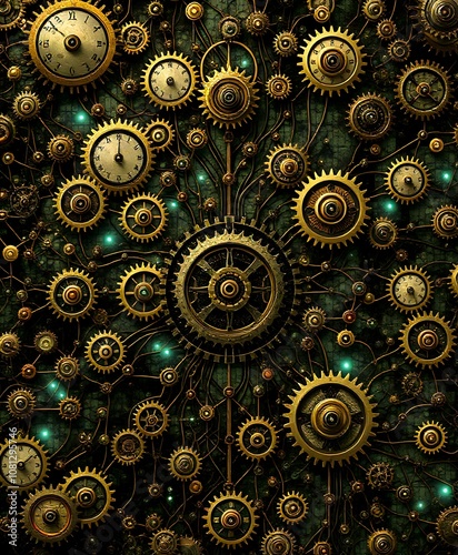 Intricate Steampunk Data Visualization with Moving Gears