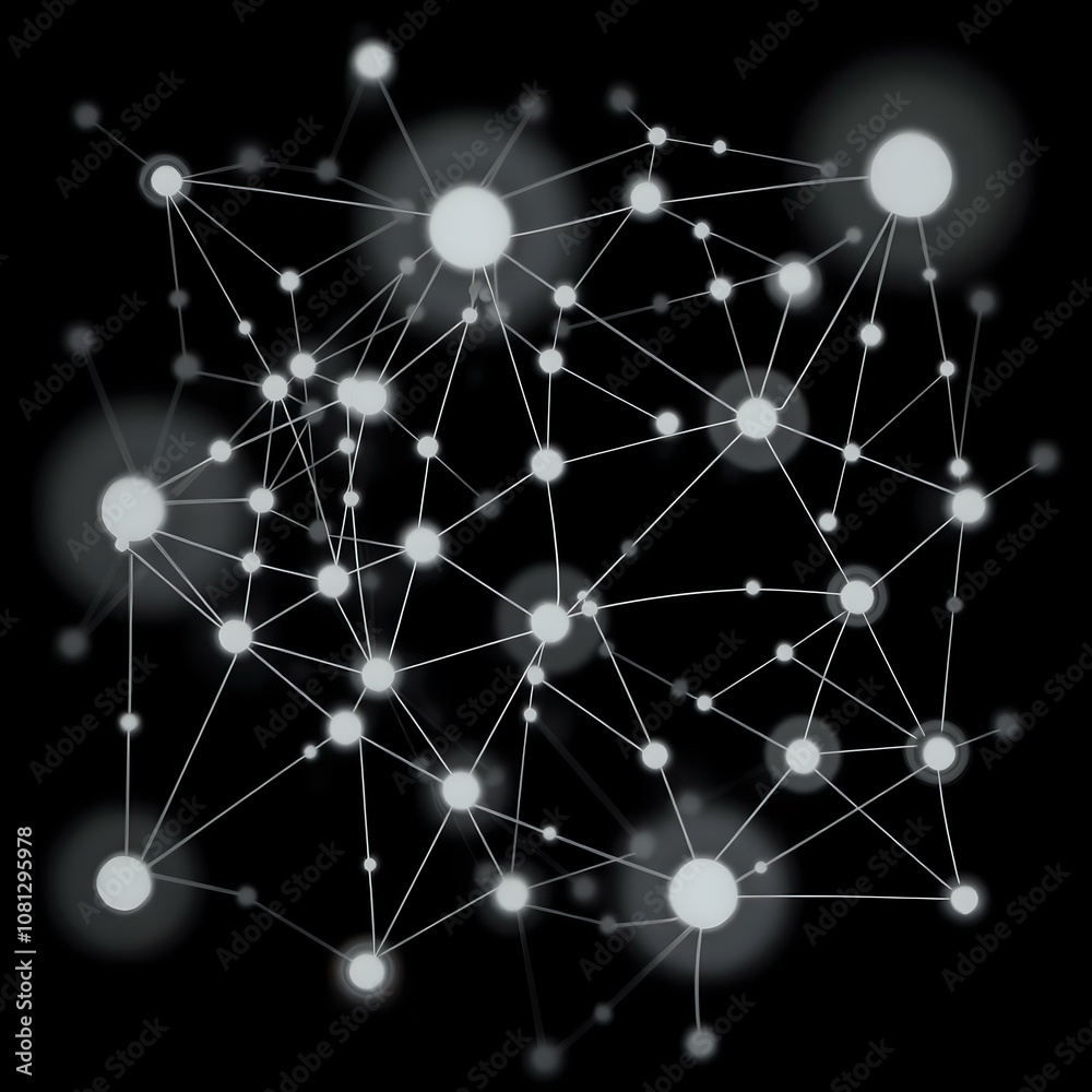 Abstract Black & White Network Web - Harmonious Interconnected Circles Abstract Black & White Network Web - Harmonious Interconnected Circles