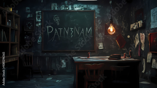 Black chalkboard with inscription phantasm on in. Phantasm. Illustration