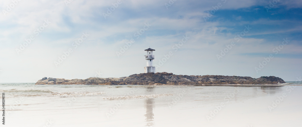 A Lighthouse with blue sky in Khao Lak, a destination of tourist in Phang-Nga province, Southern of Thailand A Lighthouse with blue sky in Khao Lak, a destination of tourist in Phang-Nga province, Southern of Thailand