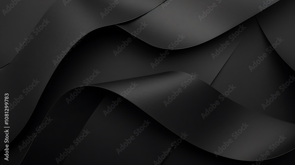 A close-up view of smooth, flowing black paper creating a textured, abstract pattern. A close-up view of smooth, flowing black paper creating a textured, abstract pattern.