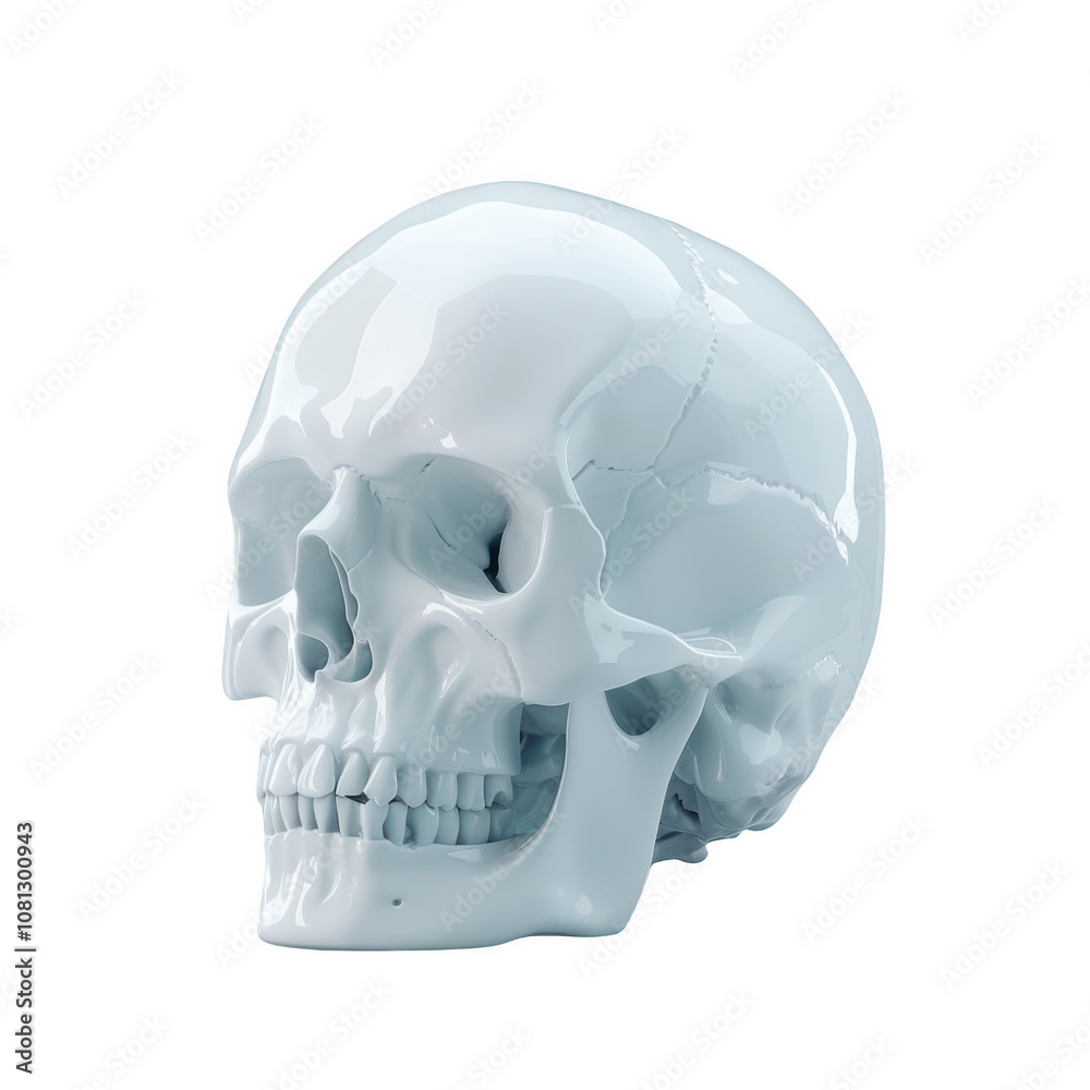 Frosted glass white acrylic skull on display showcasing intricate design and finish Frosted glass white acrylic skull on display showcasing intricate design and finish