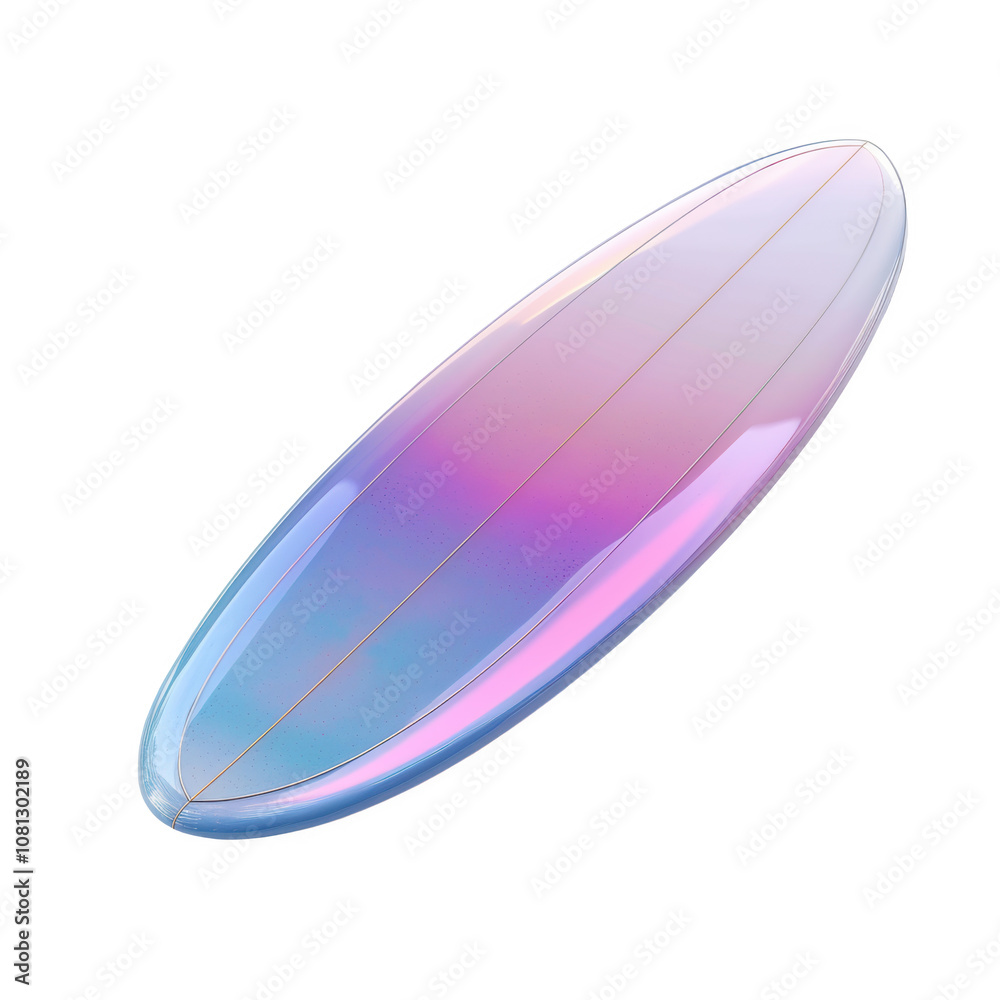 A frosted surfboard gliding over waves in a vibrant coastal setting at sunrise A frosted surfboard gliding over waves in a vibrant coastal setting at sunrise