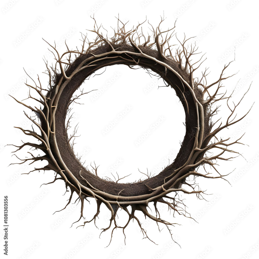 Fototapeta premium Root circle border png transparent background