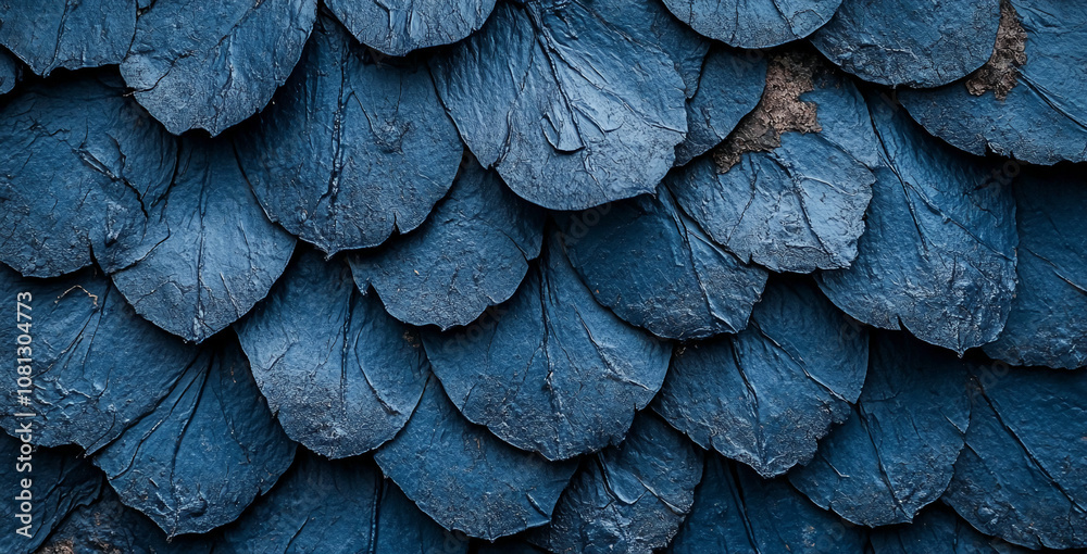 Obraz premium A close-up shot of blue, textured scales, possibly from a reptile or a fish, showcasing the intricate details of their surface