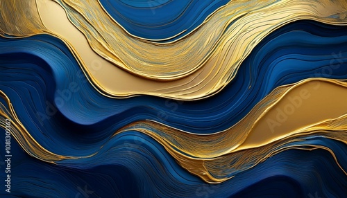 abstract background showing blue and gold wavy rock formation