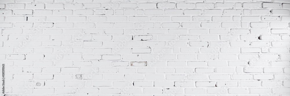 Fototapeta premium White brick wall background with a clean and minimalistic design, perfect for adding a modern touch to any project, interior, rough, neutral