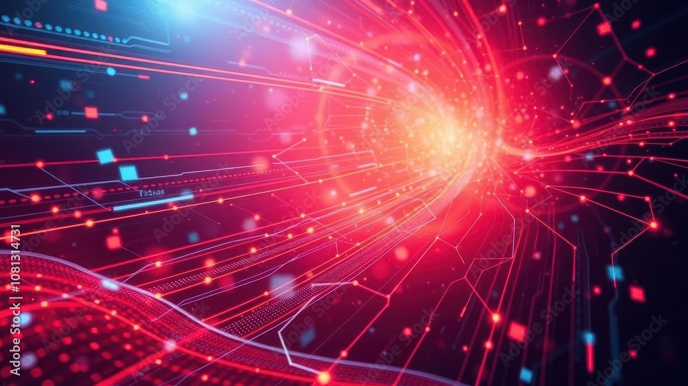 Fototapeta premium Abstract digital waves flowing across a screen, futuristic, motion, communication