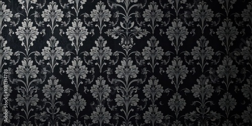 Charcoal seamless floral wallpaper with elegant design suitable for interior decoration, wallpaper, elegant, dark