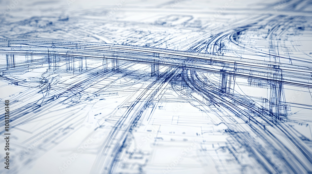Architecta??s Blueprint of a Complex Highway, Showcasing the Precision of Urban Planning Architecta??s Blueprint of a Complex Highway, Showcasing the Precision of Urban Planning