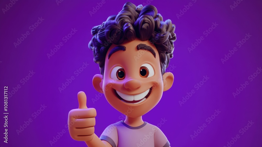 Happy Cuban teenager giving a thumbs up against a vibrant purple background celebrating good news Happy Cuban teenager giving a thumbs up against a vibrant purple background celebrating good news