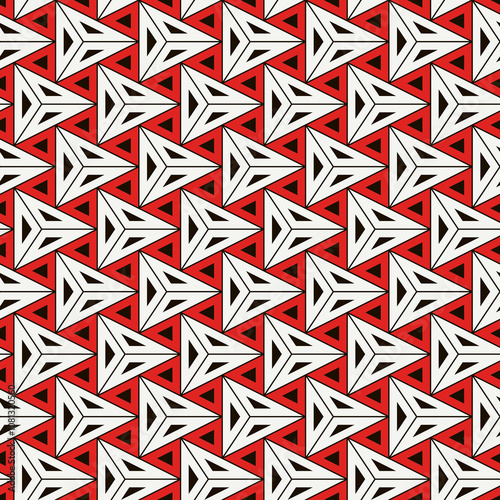 Contemporary geometric pattern. Repeated triangles motif. Seamless surface design. Modern geo abstract background. Minimalist wallpaper. Simple ornamental digital paper, textile print. Vector art