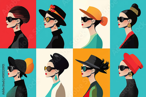 Colorful flat vector illustration of snob women.