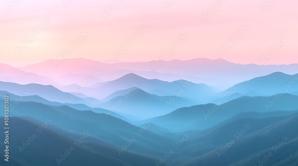 Fototapeta premium Serene mountain ranges fading into dusk