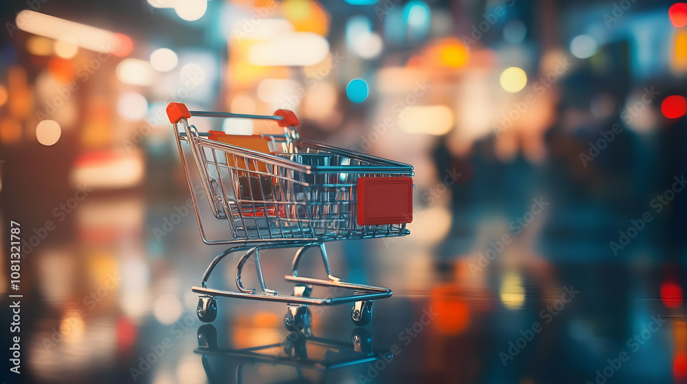 shopping cart in the city shopping cart in the city