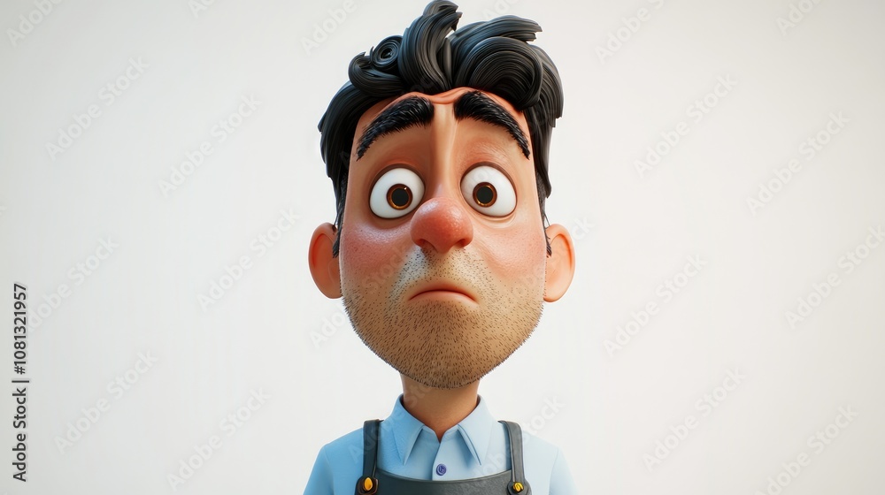 Fishmonger man in an apron with a confused expression isolated on white background showcasing uncertainty in a professional setting Fishmonger man in an apron with a confused expression isolated on white background showcasing uncertainty in a professional setting