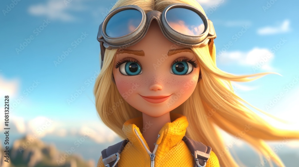 Charming 3D Cartoon Blonde Adventurer Fun Journey Charming 3D Cartoon Blonde Adventurer Fun Journey