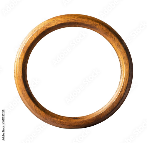 Wooden round frame on a transparent background. isolated background.