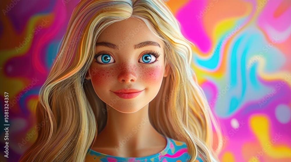 Charming blonde girl striking a playful pose against a vibrant background portrait photography Charming blonde girl striking a playful pose against a vibrant background portrait photography