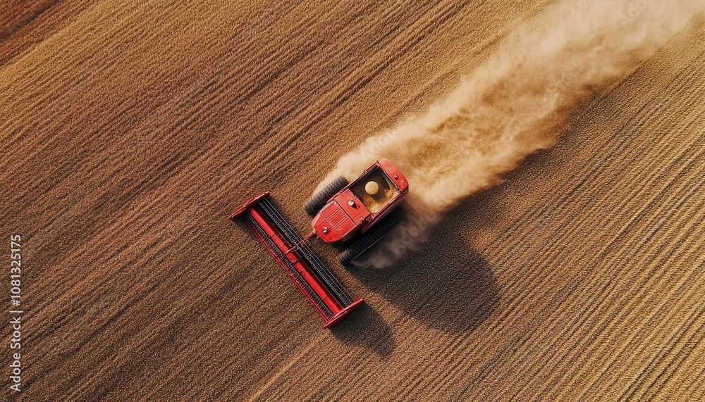 A combine harvester collecting wheat in a large field, Modern Farming, Productive and impressive A combine harvester collecting wheat in a large field, Modern Farming, Productive and impressive