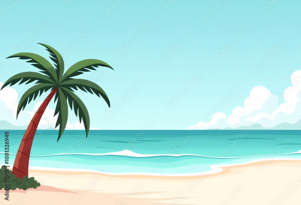 Tropical beach paradise with palm tree and turquoise ocean. Tropical beach paradise with palm tree and turquoise ocean.
