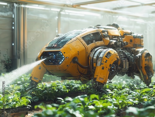 A robotic system spraying water on crops in a greenhouse, Agricultural Robotics, Precise and futuristic