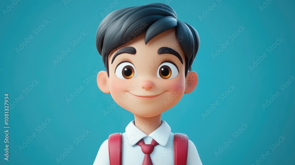 Charming schoolboy with a bright smile and stylish attire perfect for educational themes Charming schoolboy with a bright smile and stylish attire perfect for educational themes