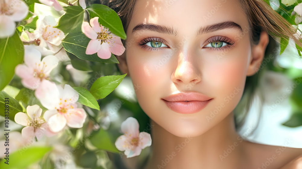 Woman with natural makeup, eco-friendly beauty focus. high quality Woman with natural makeup, eco-friendly beauty focus. high quality