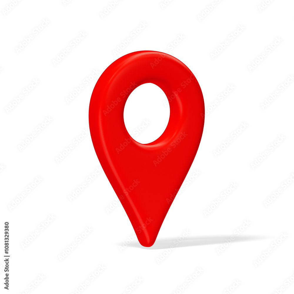 3d red plastic map location pointer with shadow isolated on transparent background. Destination pin rotated 30 degrees.. 3d red plastic map location pointer with shadow isolated on transparent background. Destination pin rotated 30 degrees..